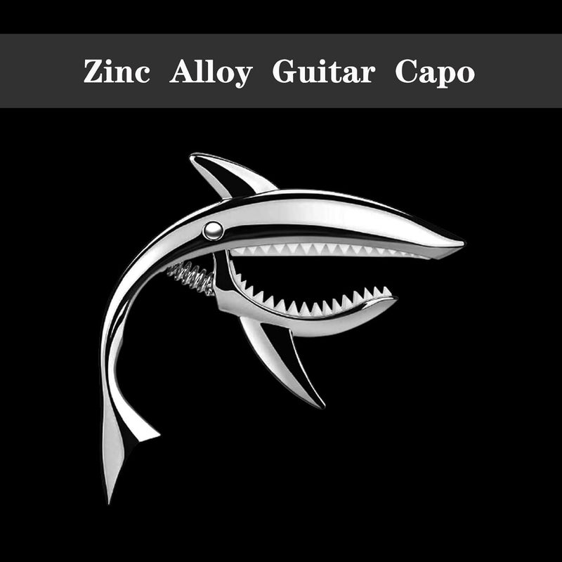 JINWEE Shark Guitar Capo Pretty Cool Capo for Electric Acoustic Classical Guitar Ukulele Zinc Alloy Spring Capo (silver) - Image 4